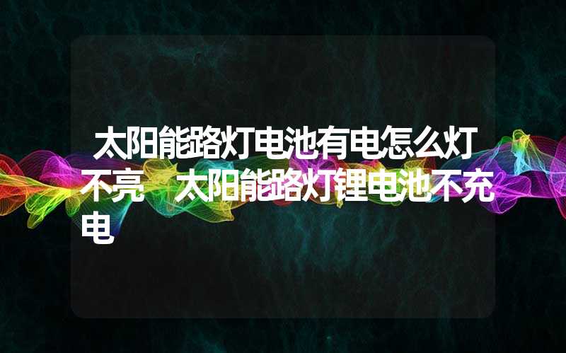 太阳能路灯电池有电怎么灯不亮 太阳能路灯锂电池不充电